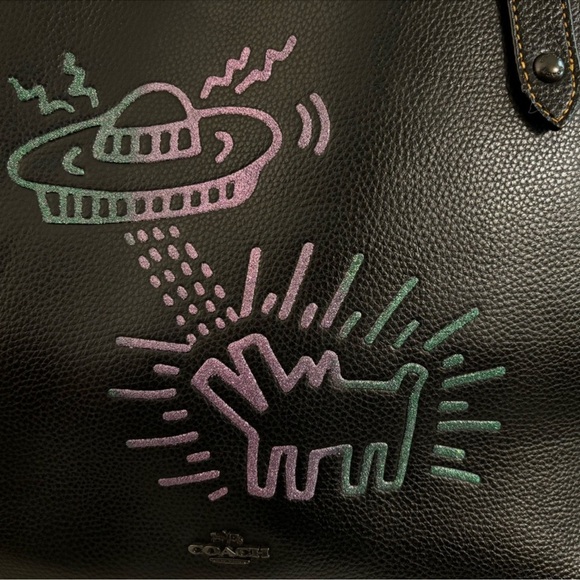 RARE Coach X Keith Haring Glitter UFO Market Carryall Tote - Picture 4 of 14